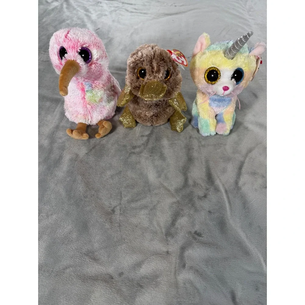 Lot of 3 TY Beanie Boos TySilk Kiwi‎ Perry Heather 6